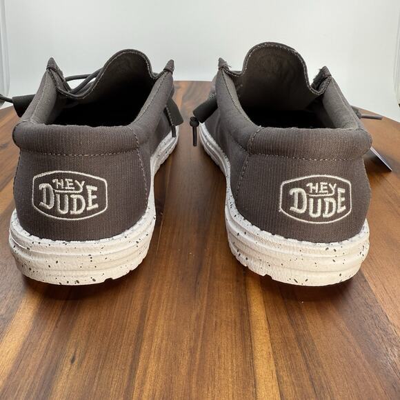 Hey Dude Mens Size 9 Wally Slub Dark Grey Shoes Loafers NEW - Picture 4 of 10